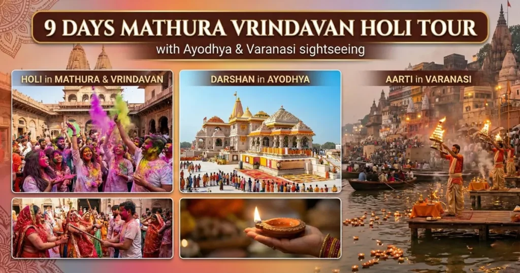9 Days Mathura Vrindavan Holi Tour with Ayodhya & Varanasi sightseeing