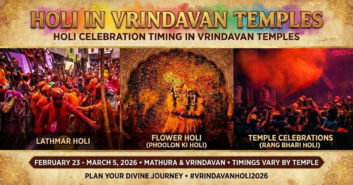 Holi celebration timing in Vrindavan temples