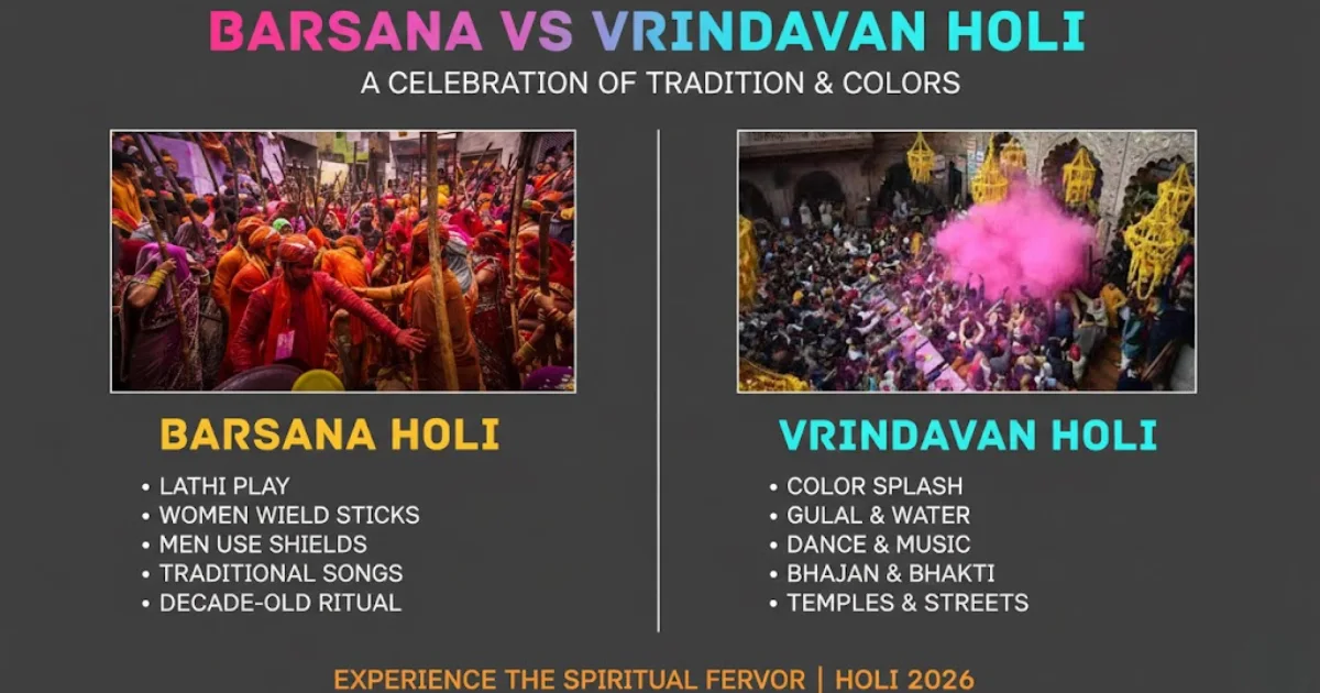 Difference between Barsana Holi and Vrindavan Holi